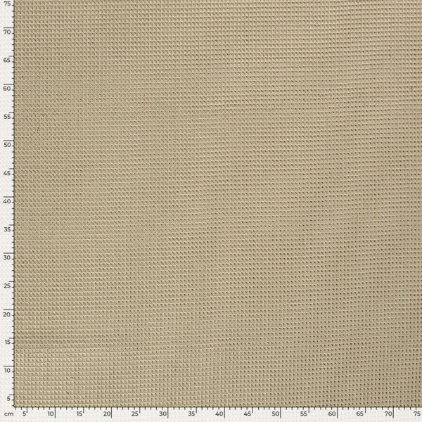 Tela waffle o tela gofre color taupe, tela de algodón suave y absorvente